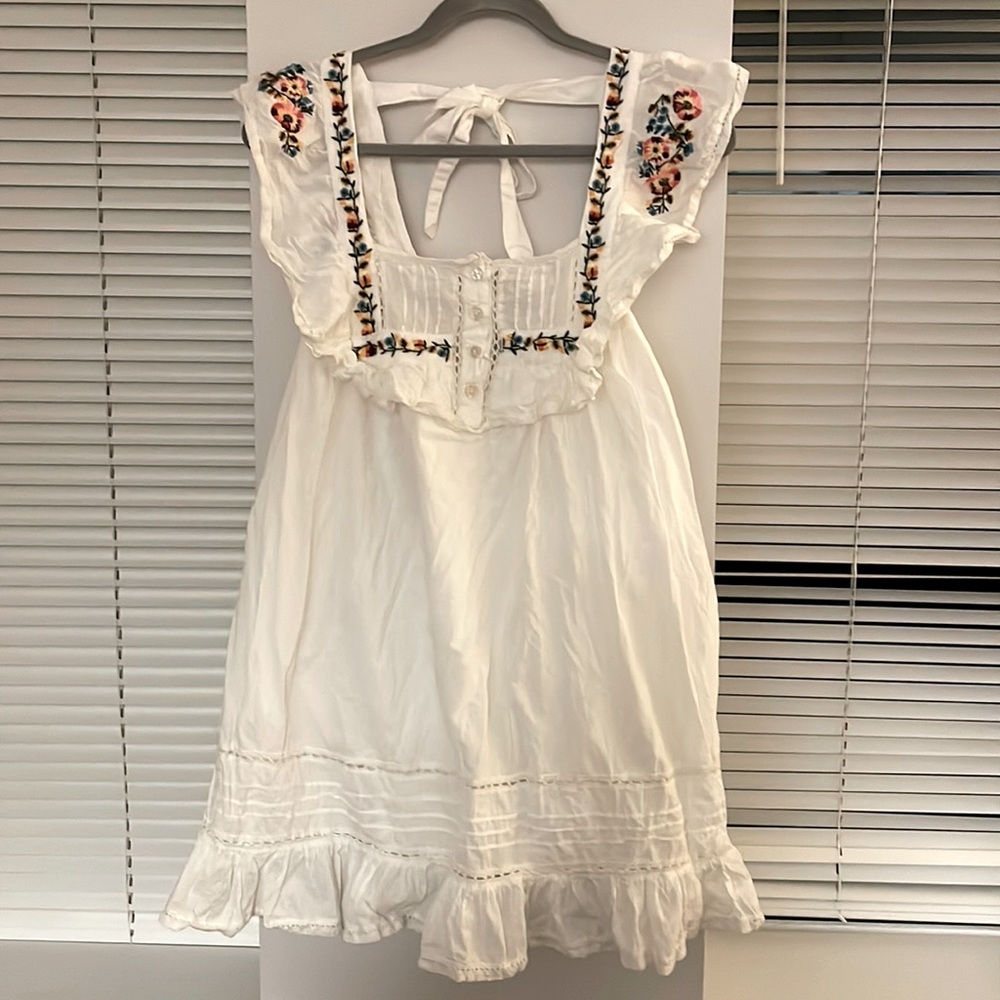Urban Outfitters white eyelet floral embroidered mini dress